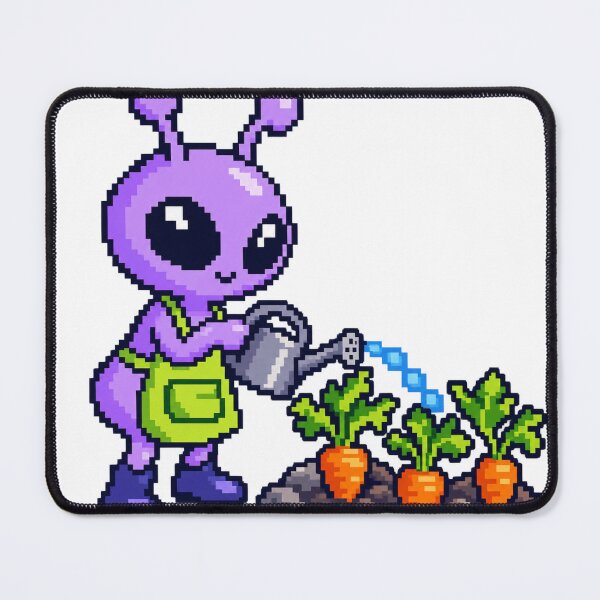 Item preview, Pixel Alien Gardener Watering Moon Carrots designed and sold by Drip stamp.