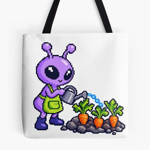 Item preview, Pixel Alien Gardener Watering Moon Carrots designed and sold by Drip stamp.