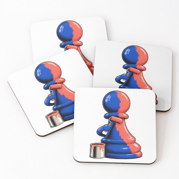 Item preview, Chess Pawn Painting Itself Coral and Blue designed and sold by Drip stamp.