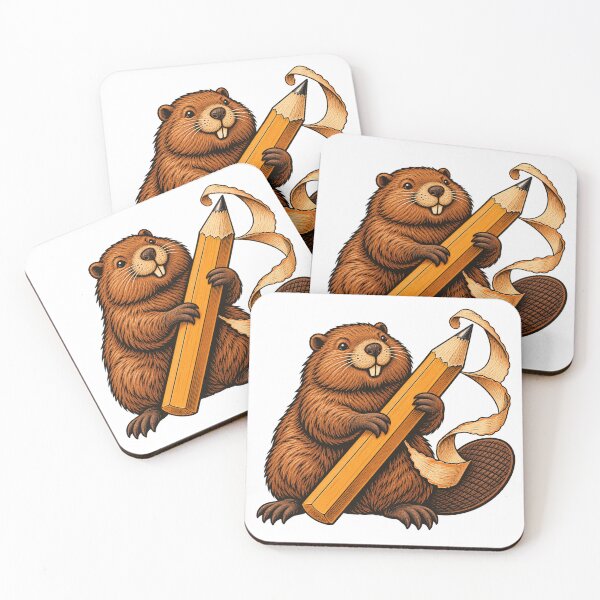 Item preview, Beaver Carving a Giant Wooden Pencil designed and sold by Drip stamp.