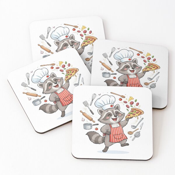 Item preview, Cute Raccoon Chef Cooking Pizza Art designed and sold by Rahat3344.