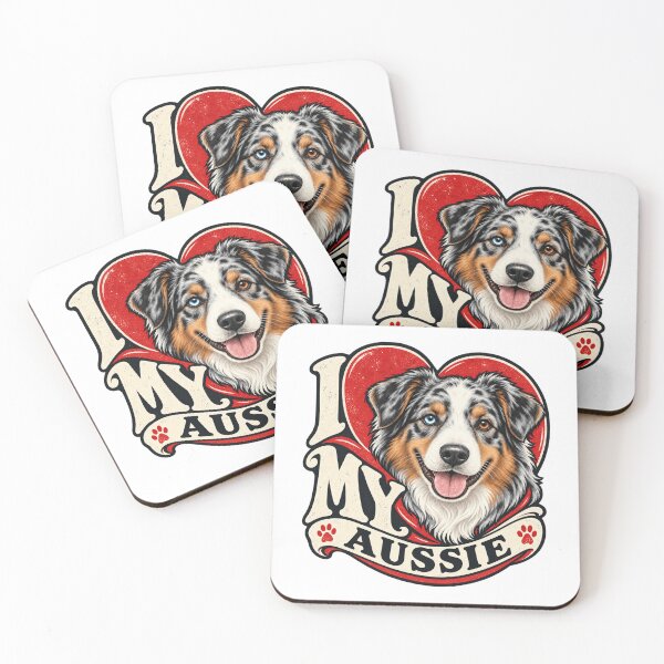 Item preview, I Love My Aussie - Retro Heart designed and sold by Mystik-Media.