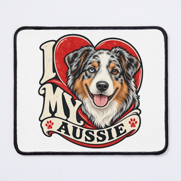 Item preview, I Love My Aussie - Retro Heart designed and sold by Mystik-Media.