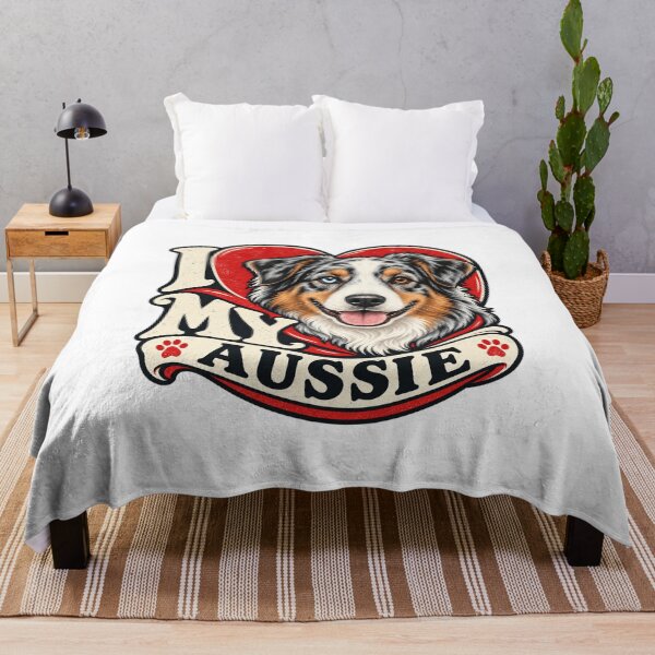 Item preview, I Love My Aussie - Retro Heart designed and sold by Mystik-Media.
