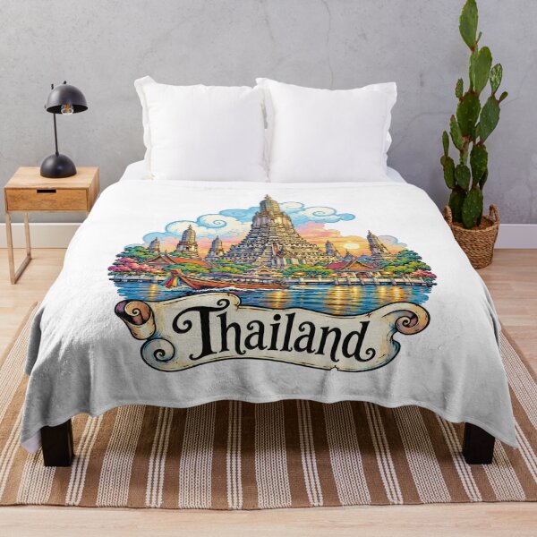 Item preview, Wat Arun Bangkok Thailand Travel Illustration designed and sold by EdwinkOne.