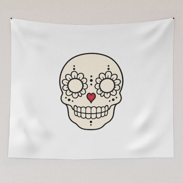 Item preview, Minimal Sugar Skull Line Drawing Simple Flowers designed and sold by Inkworksbyshery.