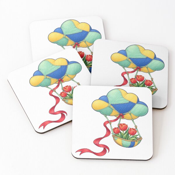 Item preview, Patchwork Cloud Kite Carrying Red Tulips designed and sold by Drip stamp.