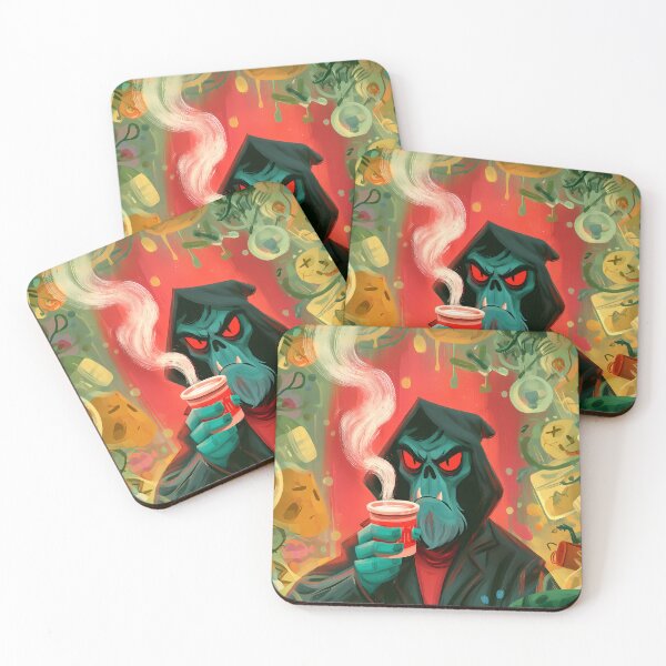 Item preview, Grim Reaper Drinking Coffee Morning Mood Art designed and sold by Lunat1kk.