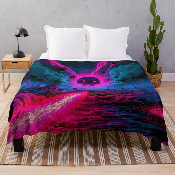 Item preview, Neon Skull Cosmic Void Cyberpunk Landscape Art designed and sold by Lunat1kk.