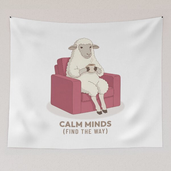 Item preview, Quiet Sheep Drinking Hot Coffee in Vintage Aesthetic designed and sold by COZY VINTAGE animal.
