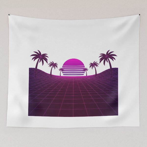 Item preview, Retro Synthwave Wireframe Grid Palm Sunset designed and sold by Rahat3344.