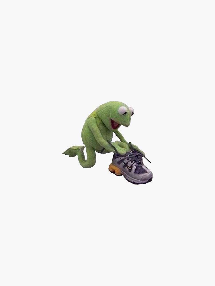 "kermit tying up those shoes" Sticker for Sale by pinkkoiboy Redbubble