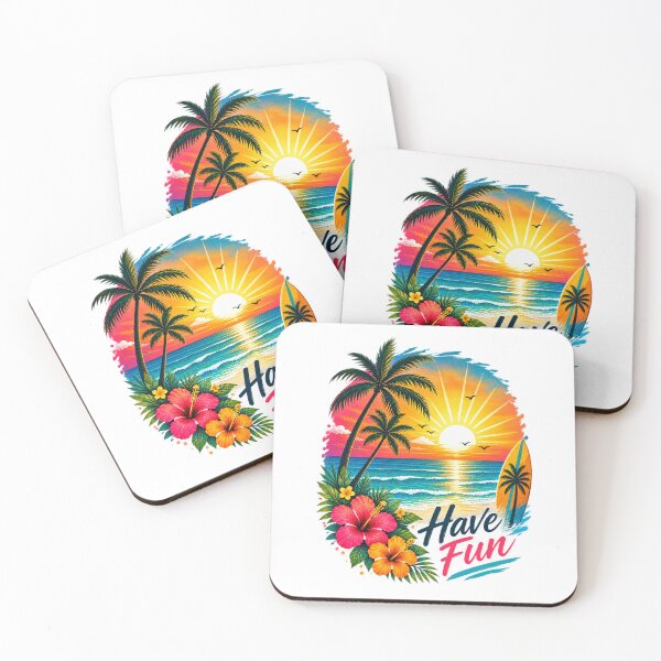 Item preview, Have Fun Tropical Sunset – Beach, Surfboard & Palm Trees designed and sold by TerraStyleTina.