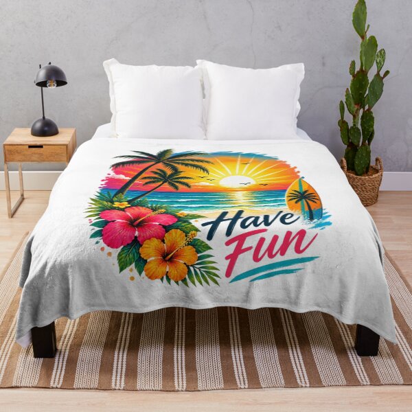 Item preview, Have Fun Tropical Sunset – Beach, Surfboard & Palm Trees designed and sold by TerraStyleTina.