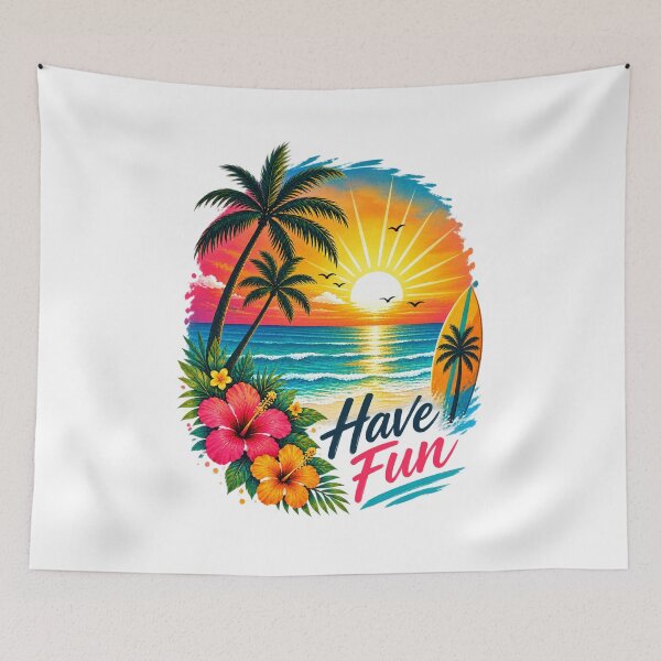 Item preview, Have Fun Tropical Sunset – Beach, Surfboard & Palm Trees designed and sold by TerraStyleTina.