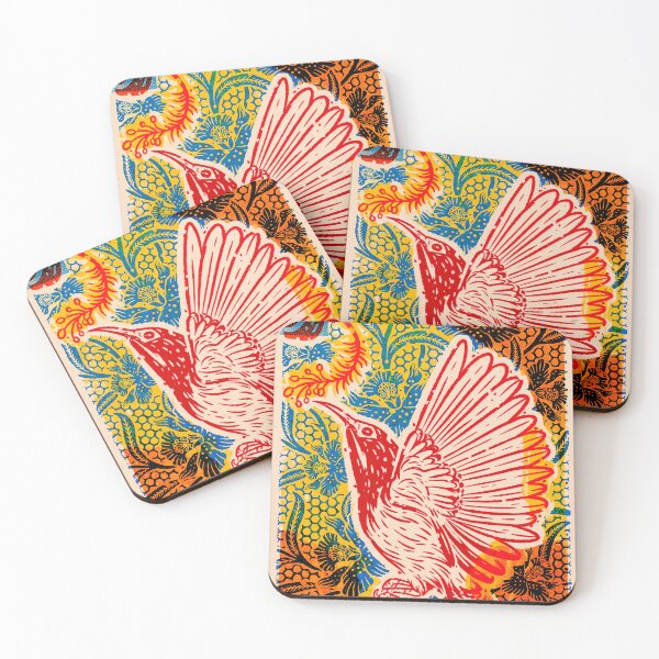 Item preview, Red Hummingbird Tropical Garden Risograph designed and sold by Fani*.