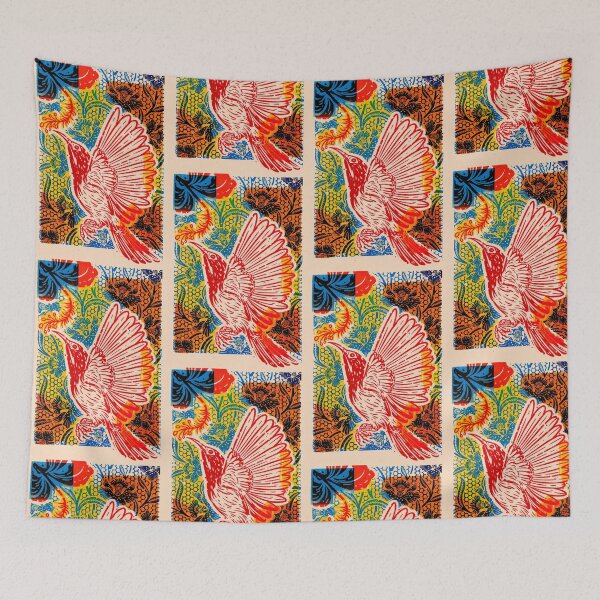 Item preview, Red Hummingbird Tropical Garden Risograph designed and sold by Fani*.