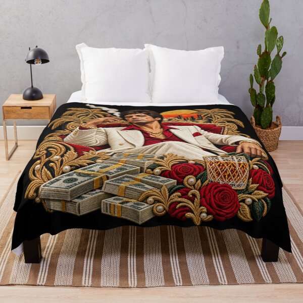 Item preview, Vintage Gangster Boss – Luxury 3D Embroidery Art, Cigar & Gold Throne designed and sold by Emoji Emblems.