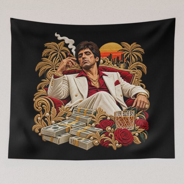 Item preview, Vintage Gangster Boss – Luxury 3D Embroidery Art, Cigar & Gold Throne designed and sold by Emoji Emblems.