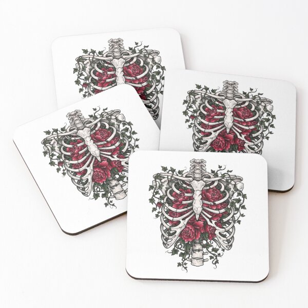 Item preview, Gothic Skeleton Ribcage with Red Flowers and Vines designed and sold by Rahat3344.