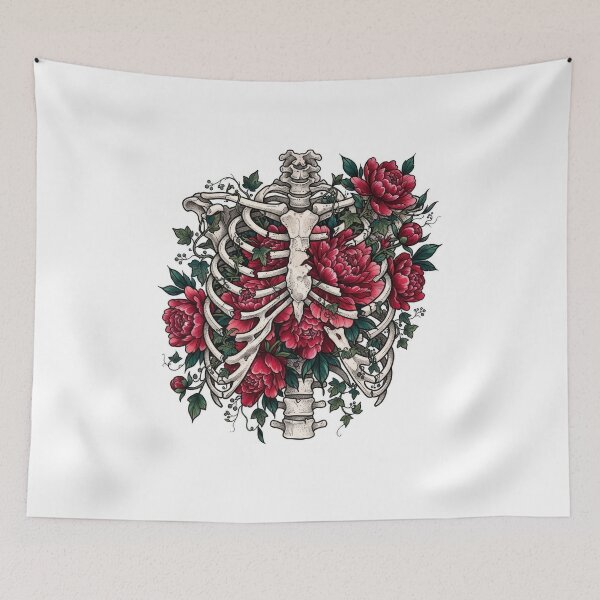 Item preview, Gothic Skeleton Ribcage with Red Flowers designed and sold by Rahat3344.