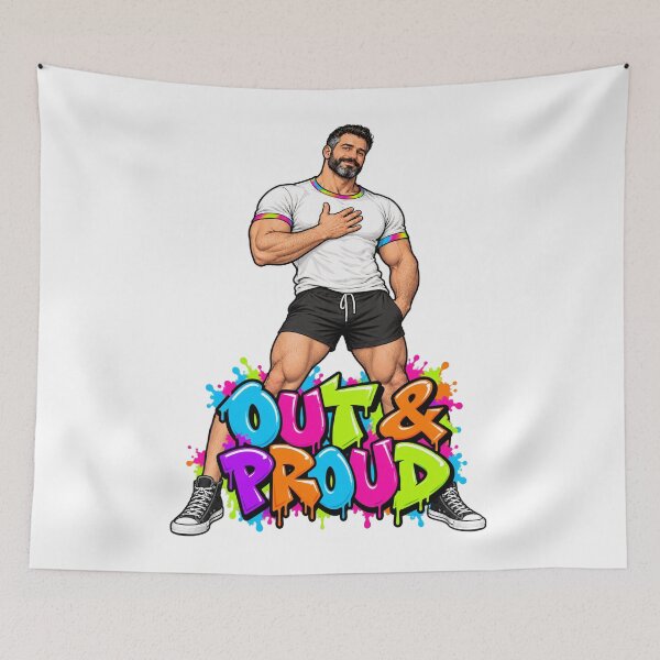 Item preview, Out and Proud Gay Graffiti Man Illustration designed and sold by Daddy Issues Art Co.