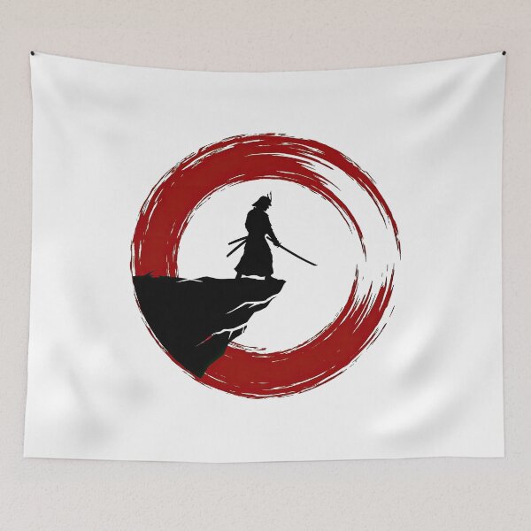 Item preview, Samurai Warrior Standing on Cliff Red Sun designed and sold by Rahat3344.