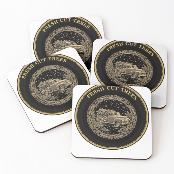 Item preview, Fresh Cut Trees – Vintage Truck with Christmas Tree Gold Badge designed and sold by DRAWARTIST22.