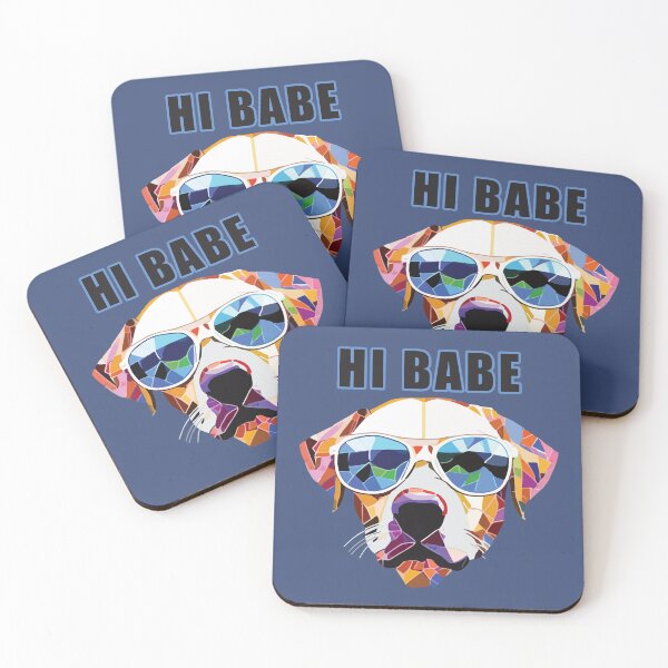 Item preview, Hi Babe Cool Dog with Sunglasses mosaic Art Design    designed and sold by designmari.