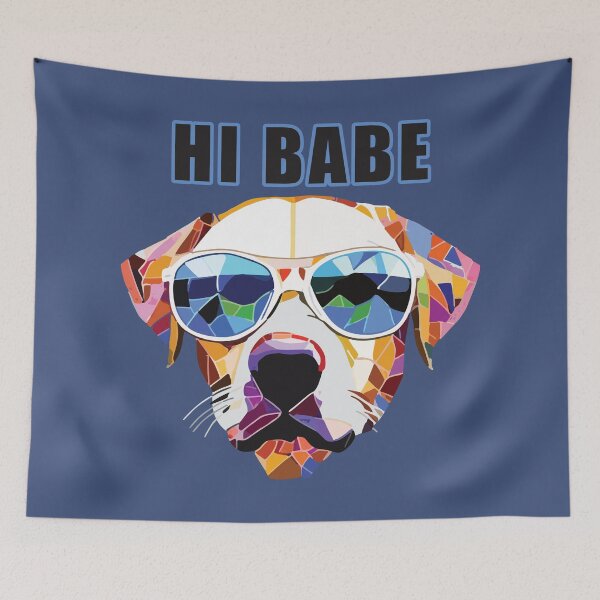 Item preview, Hi Babe Cool Dog with Sunglasses mosaic Art Design    designed and sold by designmari.