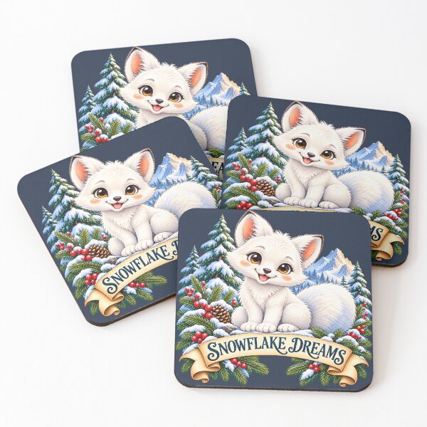 Item preview, Snowflake Dreams – Cute Arctic fox in a winter wonderland designed and sold by thirtyonestars.