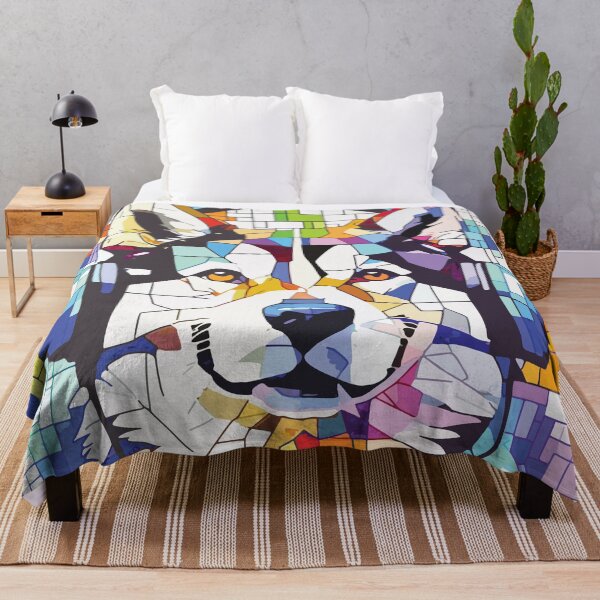 Item preview, Vibrant Husky Dog with Headphones Mosaic Art designed and sold by designmari.