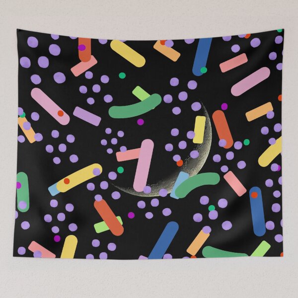Item preview, Colorful Sprinkles and Moon Night Sky Seamless Pattern designed and sold by Shivora Studio.
