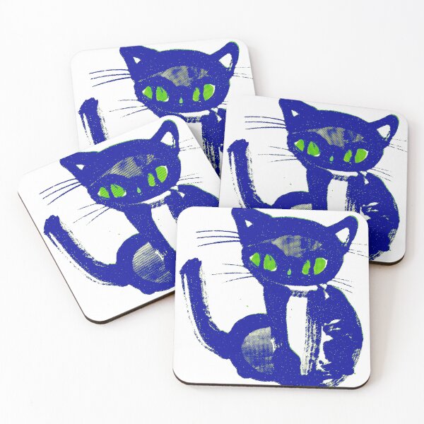 Item preview, Retro Blue Cat with Green Eyes designed and sold by Fani*.