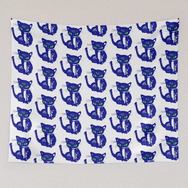 Item preview, Retro Blue Cat with Green Eyes designed and sold by Fani*.