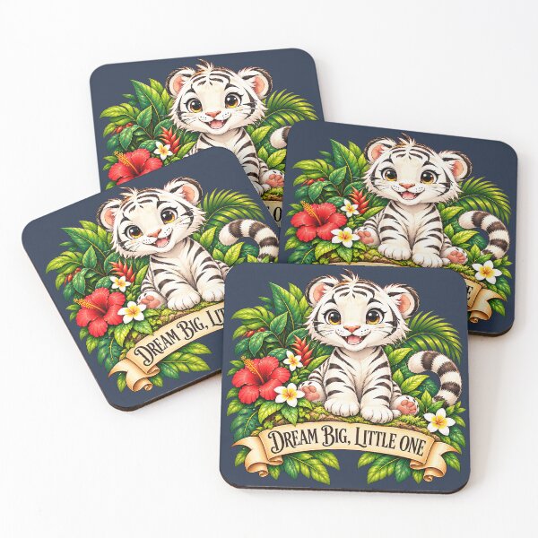 Item preview, Dream Big Little One – White Tiger Baby & Tropical Jungle designed and sold by thirtyonestars.