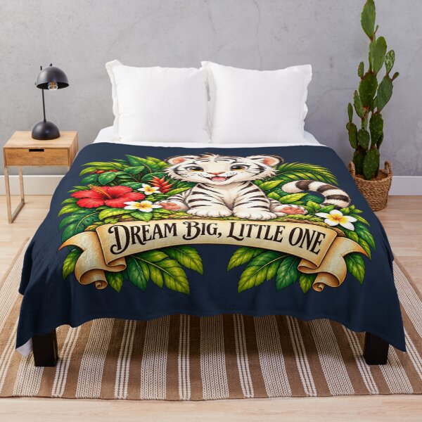 Item preview, Dream Big Little One – White Tiger Baby & Tropical Jungle designed and sold by thirtyonestars.