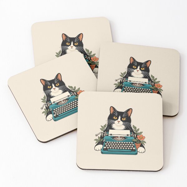 Item preview, Poet’s Companion – Tuxedo Cat and Typewriter designed and sold by WAUZ.