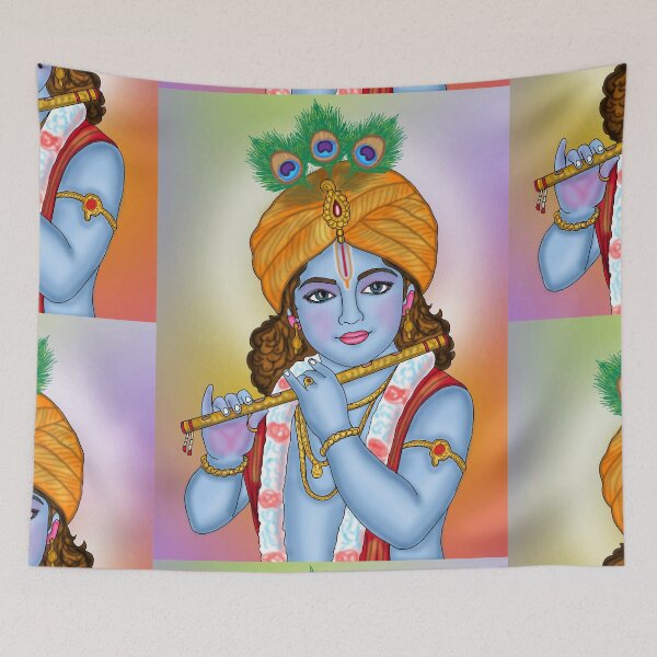 Item preview, Lord Krishna Digital Drawing | Hindu Deity Illustration designed and sold by Harshit_Digital_Arts.