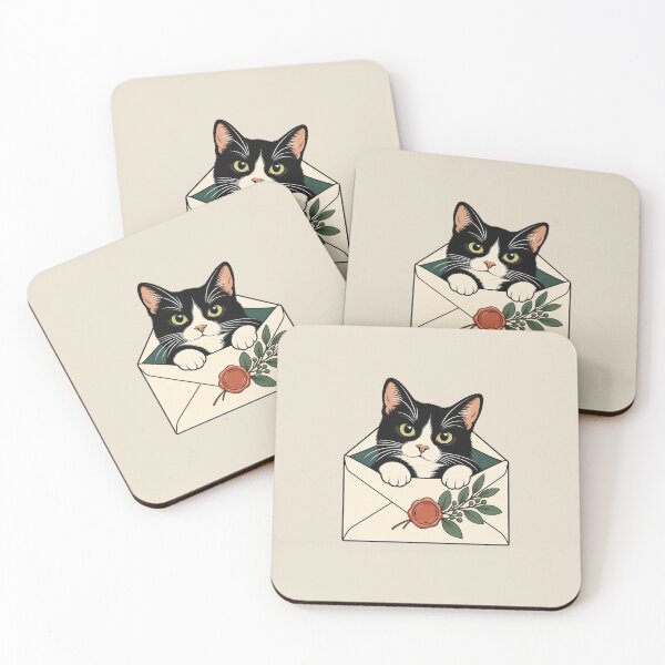 Item preview, Special Delivery – Tuxedo Cat in Envelope designed and sold by WAUZ.