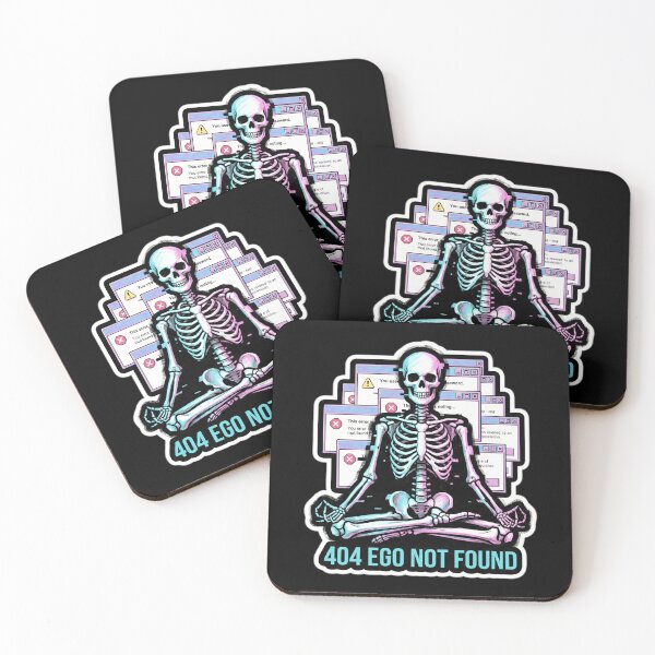 Item preview, 404 Ego Not Found Meditating Skeleton Vaporwave Comic designed and sold by BlurBlurDesign.