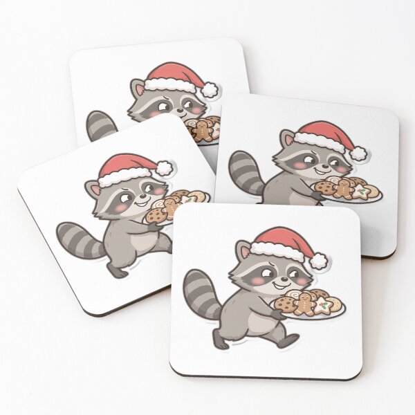 Item preview, Funny Christmas Raccoon Stealing Santa's Cookies designed and sold by The Cozy Critter Club.