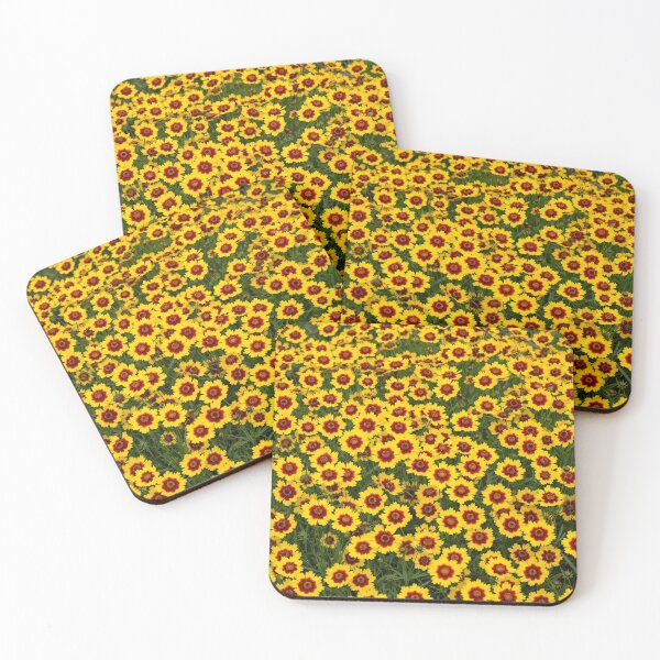 Item preview, Plains Coreopsis Across the Canvas — Yellow Blooms with Red Centers designed and sold by Stevercortinas.