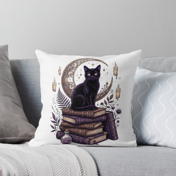 Item preview, Witchy Library Black Cat on Vintage Books Moon Magic Art designed and sold by Pixele.