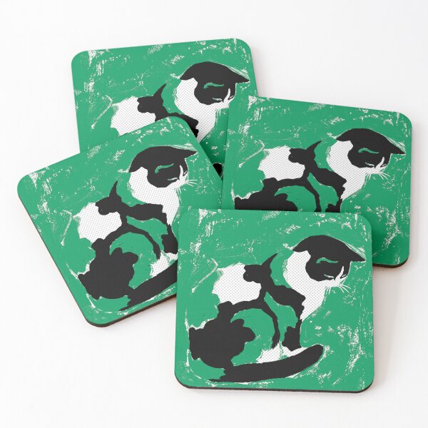 Item preview, Black and White Cat on Green Halftone designed and sold by Fani*.