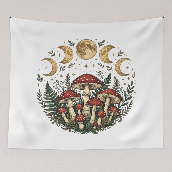 Item preview, Mystical Mushroom Moon Phases Cottagecore Forest Botanical designed and sold by Pixele.