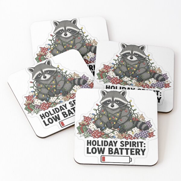 Item preview, Holiday Spirit Low Battery Raccoon Sticker designed and sold by kilat42.
