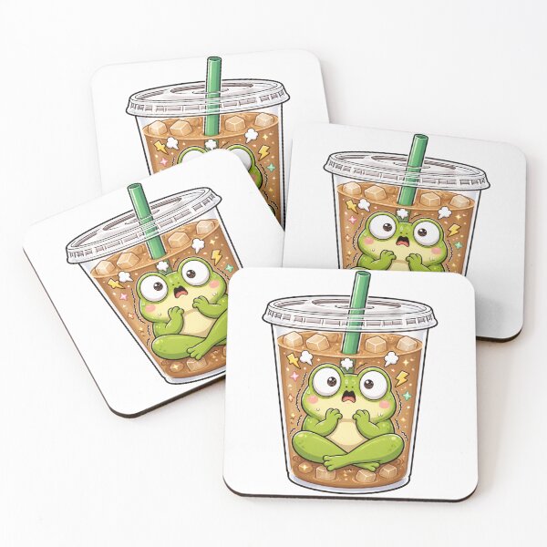 Item preview, Funny Over Caffeinated Frog Iced Coffee Panic Sticker designed and sold by Greky.