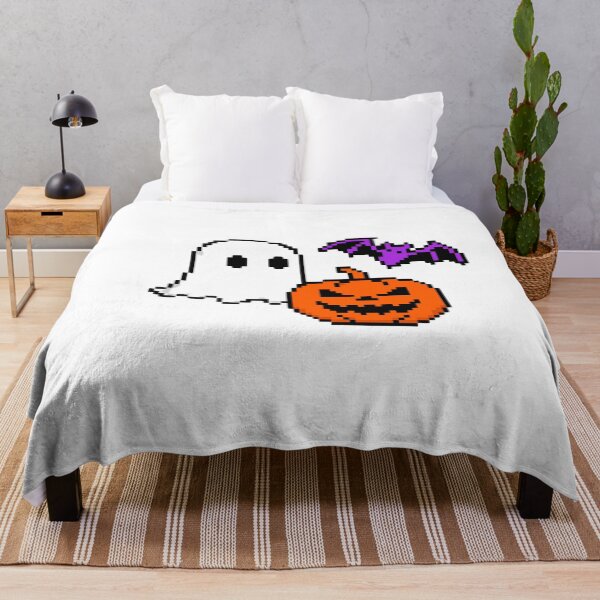 Item preview, 8-Bit Pixel Art Ghost Pumpkin Bat Retro Arcade Halloween designed and sold by Pixele.