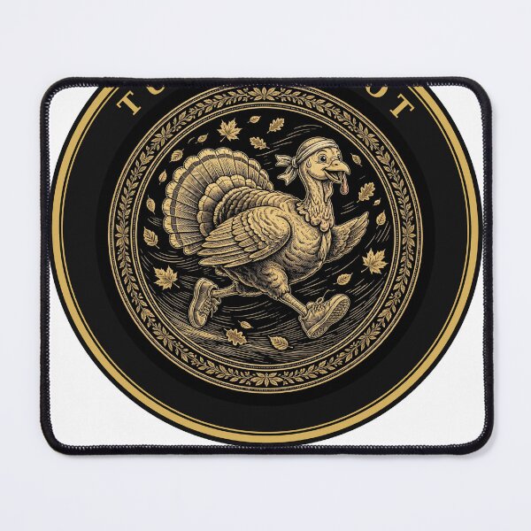 Item preview, Turkey Trot – Running Turkey Fun Run Thanksgiving Gold Badge designed and sold by DRAWARTIST22.